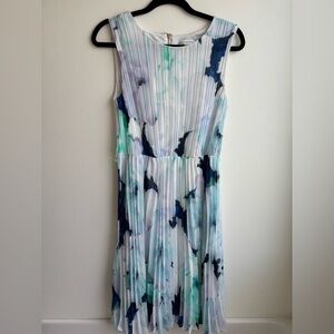 Calvin Klein Abstract Blue and Green Midi Dress